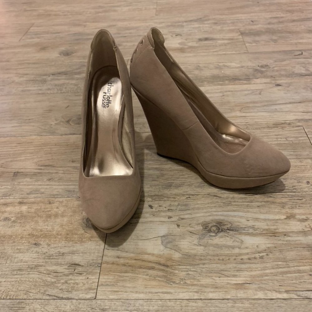 Taupe Suede Wedges 7.5